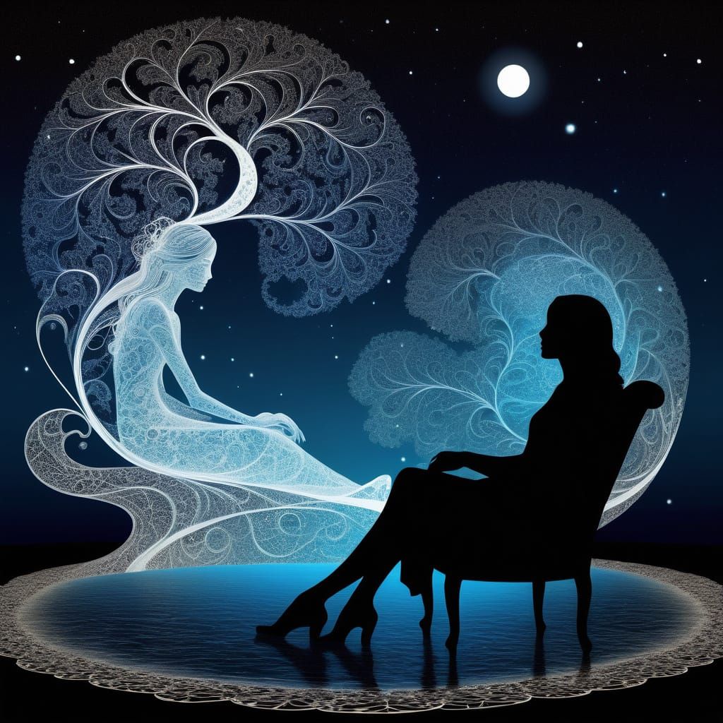 Surreal Cosmic Goddess Illuminates Interconnected Love