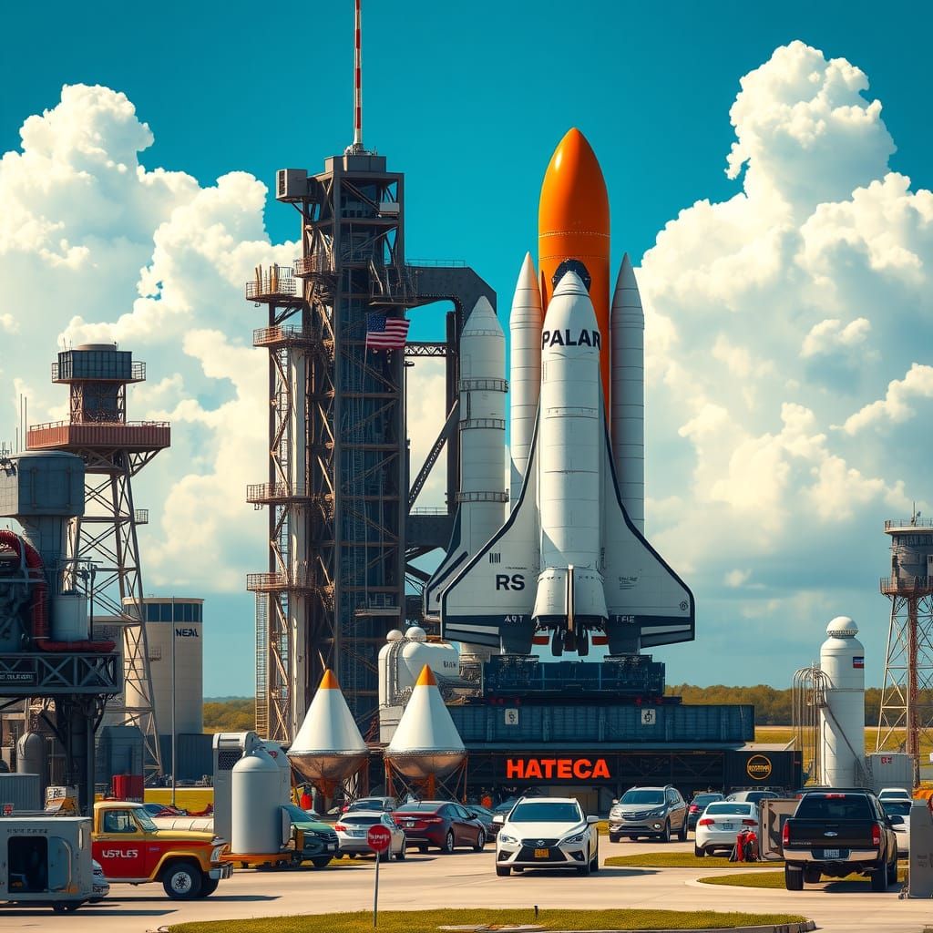 Sleek Space Shuttle Ready for Liftoff in Hyper-Realistic Sty...