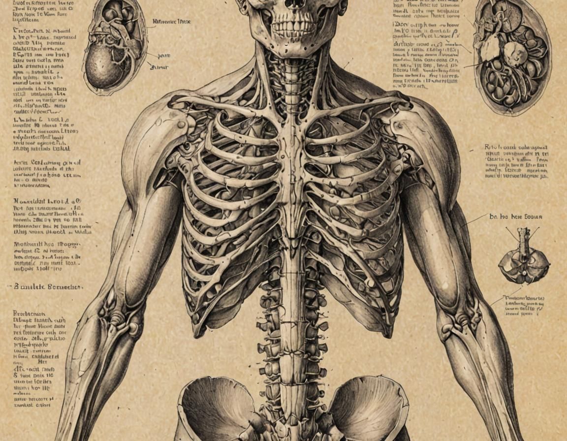 Anatomical Illustration of Broken Bones and Kidney Stones