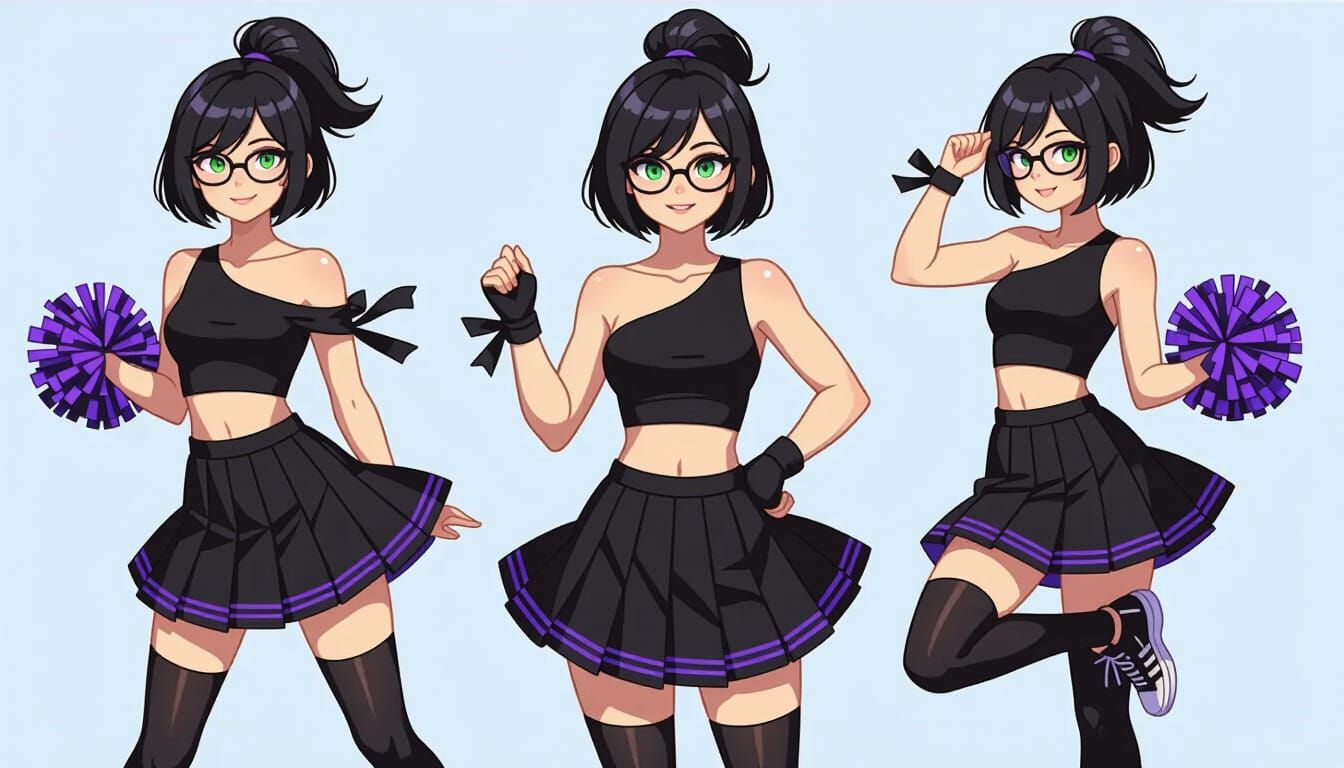 Dynamic Cheerleader Portrait in Anime Style