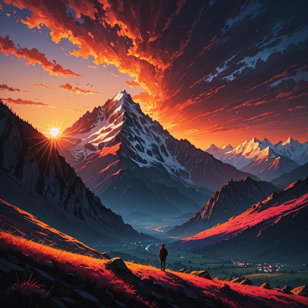 Mountain Sunset Photo Inspired by Surrealist Photography