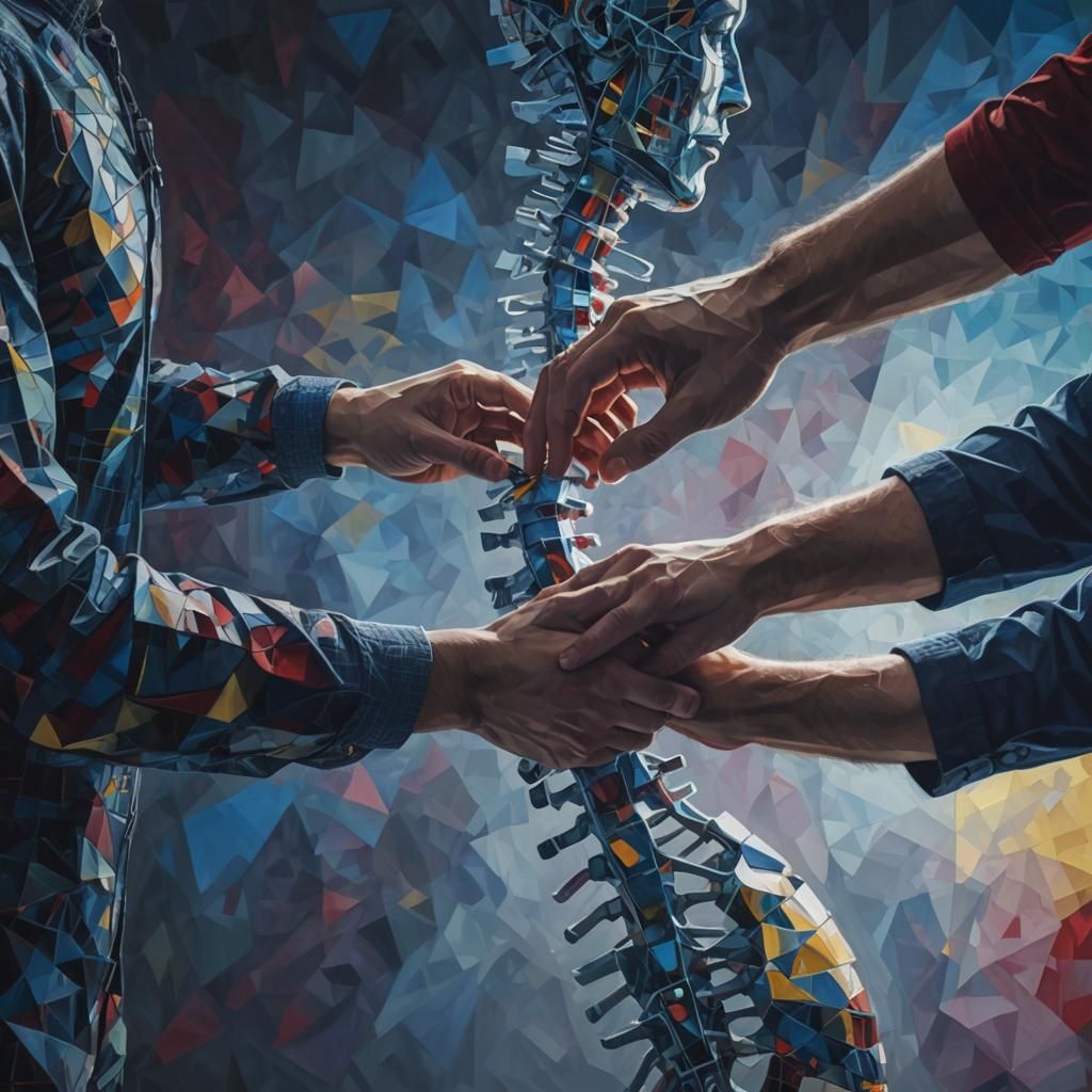 Chiropractic Adjustment in Geometric Art Deco Style