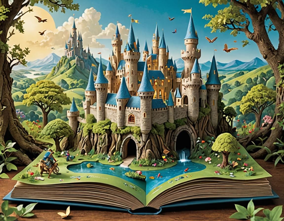 Fantastical Lands in Worn Pop-Up Book