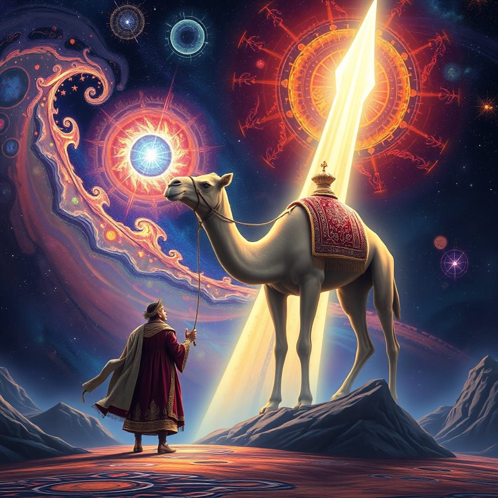 Camel Through Astral Needle Eye: Holographic Illustration