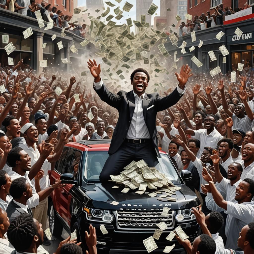 Senator Throws Money: Hyperrealistic Dark Fantasy Art