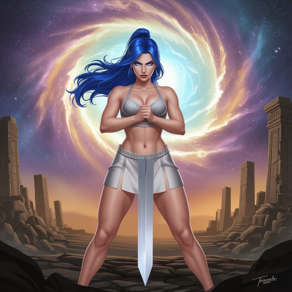 Warrior Princess in Epic Fantasy Battle Pose
