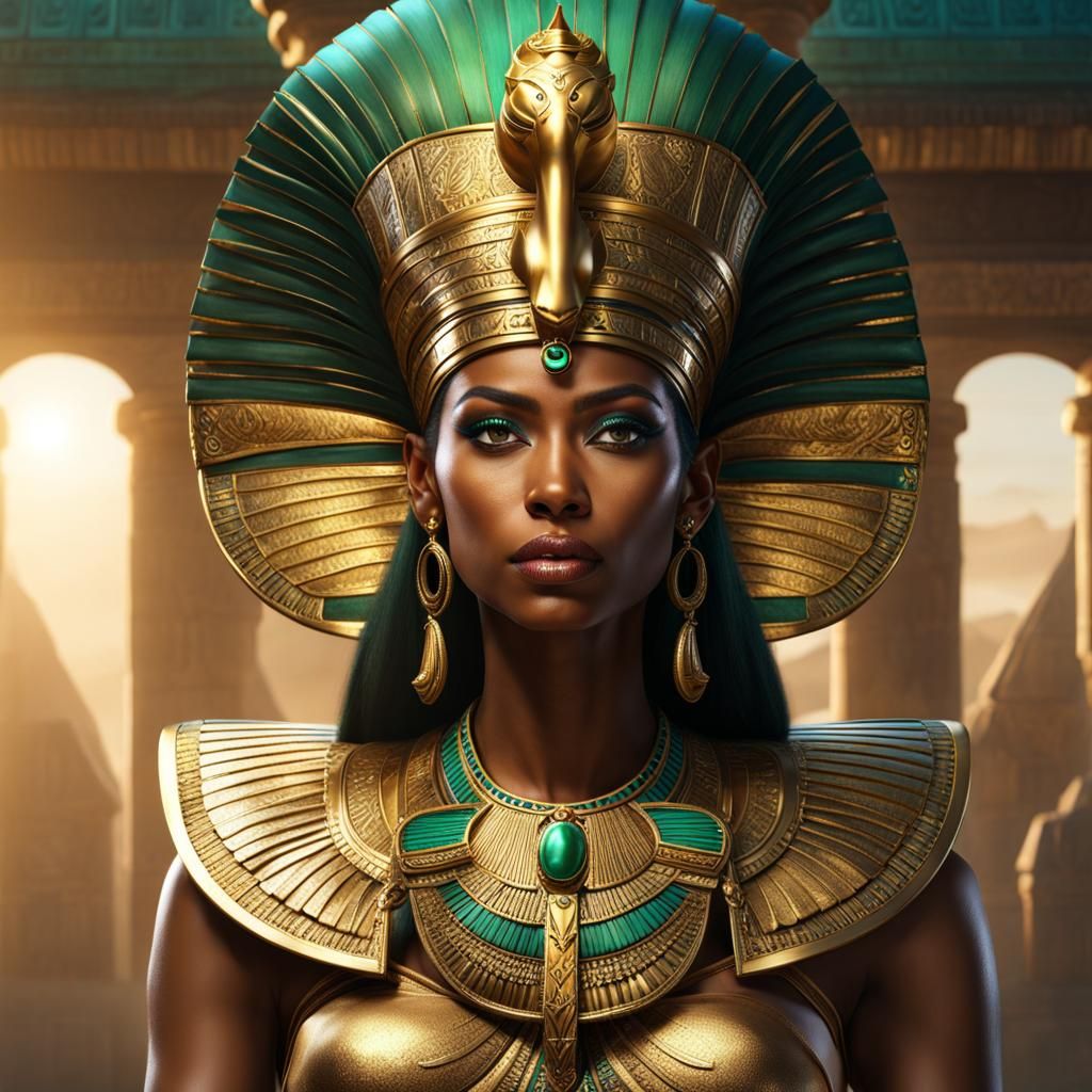 Egyptian Queen with Golden Cobra Crown