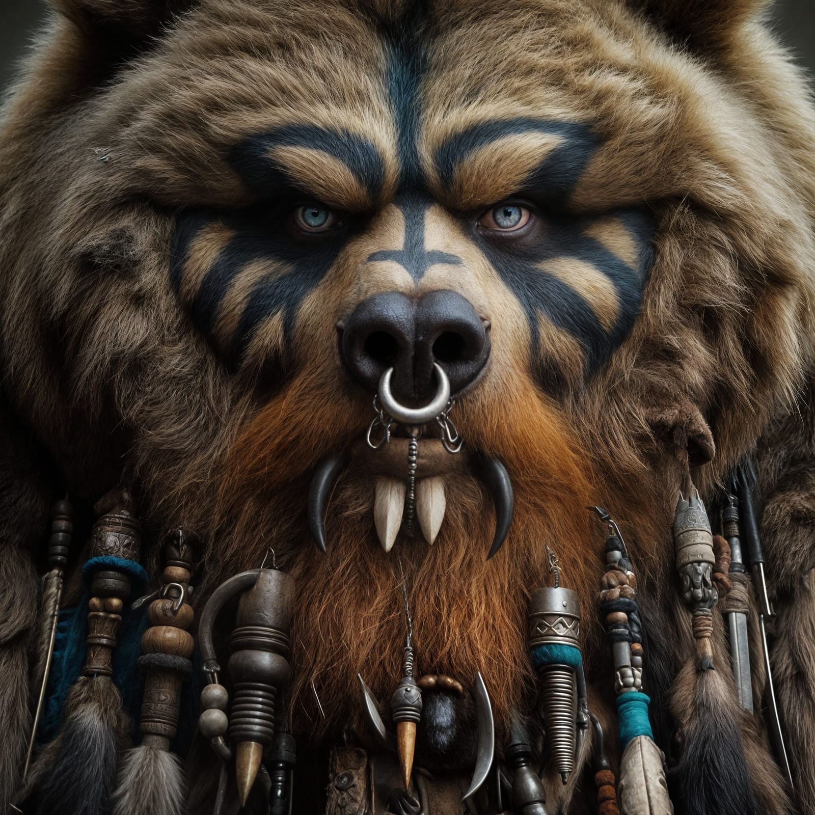 Kodiak Bear Tribal Shaman Necromancer Portrait