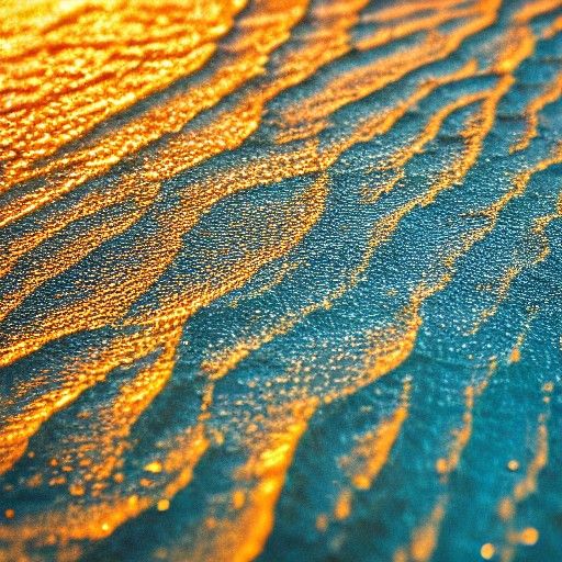 Wet Sand Wave Patterns Reflecting Night Light