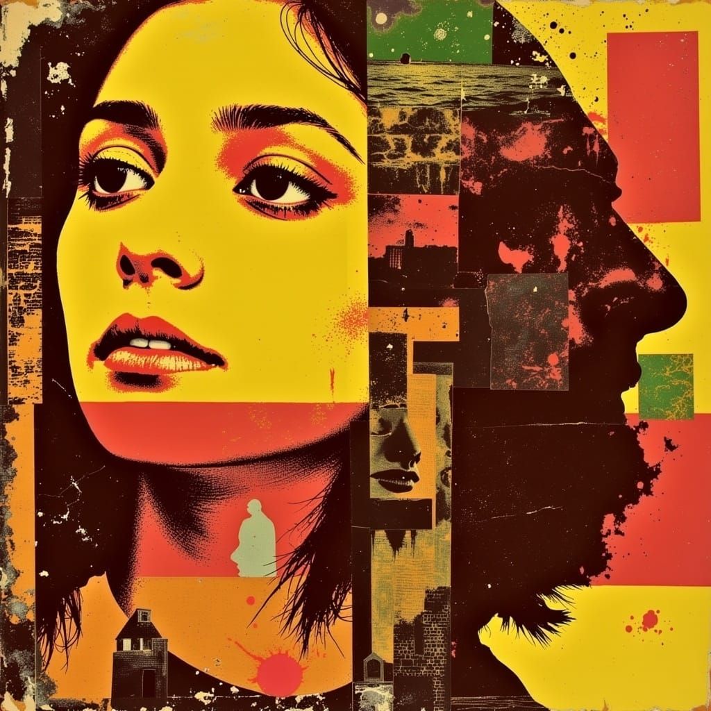 Vibrant Rastafarian Woman in Psychedelic Landscape with Graf...