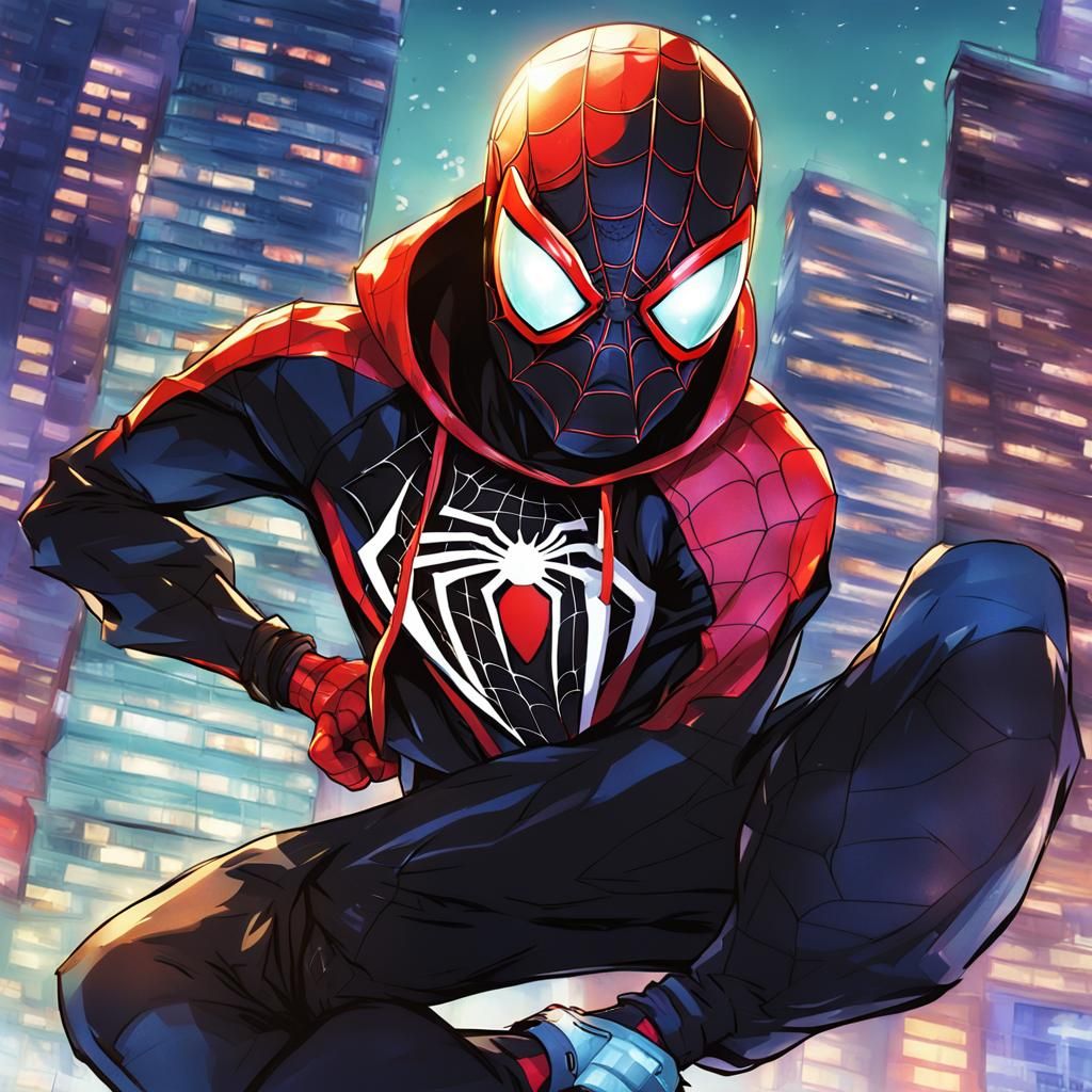 Miles Morales Spider-Man in Anime Style