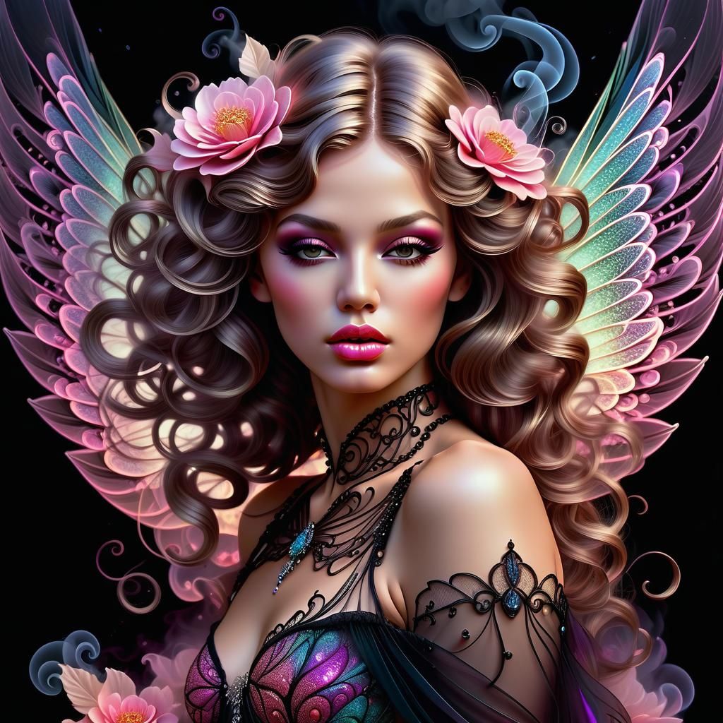 Rose Fairy in Gothic Kinetic Pointillism Style