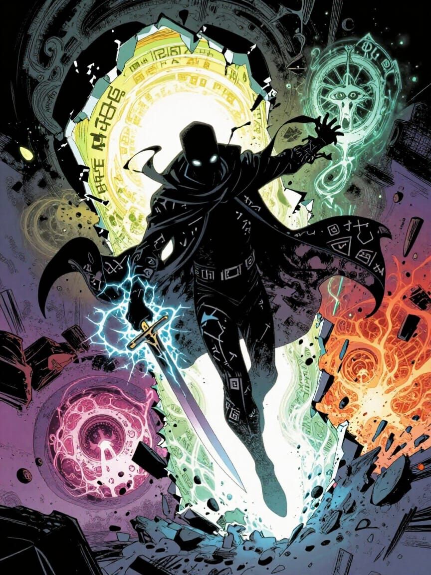 Comic Book Cover Art: Rogue Teleporting Through Fractured Po...