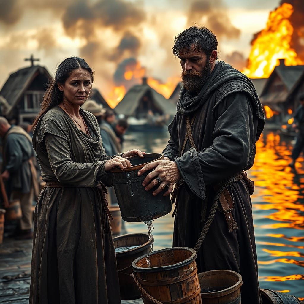 Medieval Villagers Douse Inferno