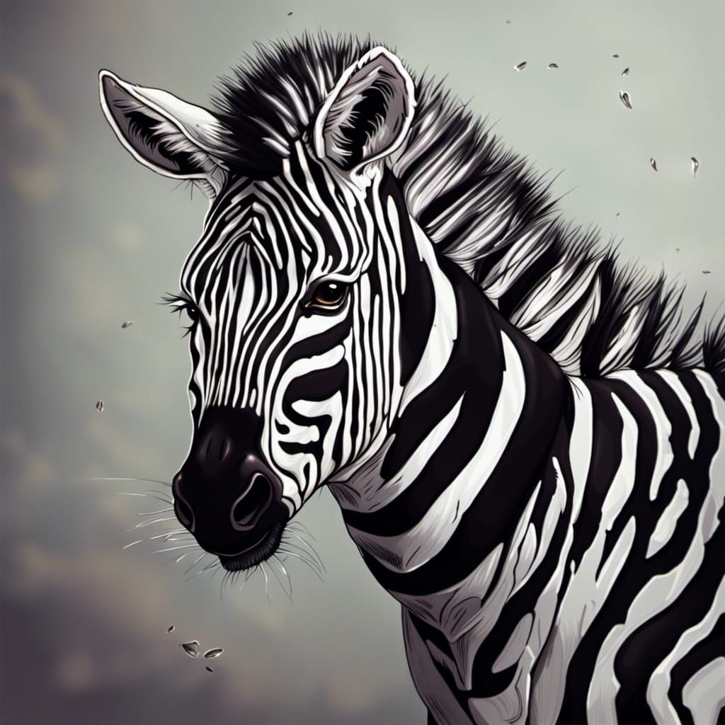 Hyperrealistic Kawaii Zebra Foal in Anime Style