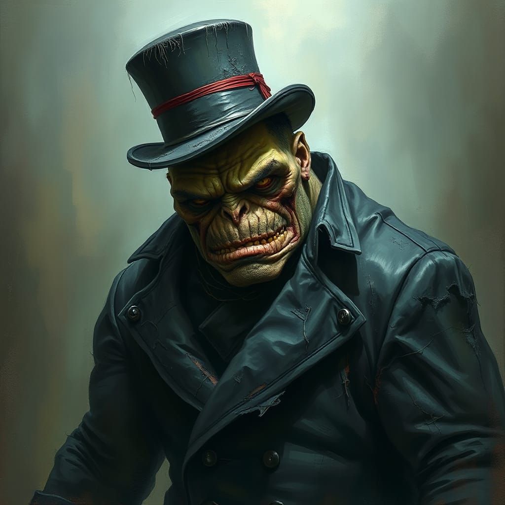 Grotesque Victorian Hulk in Tattered Finery