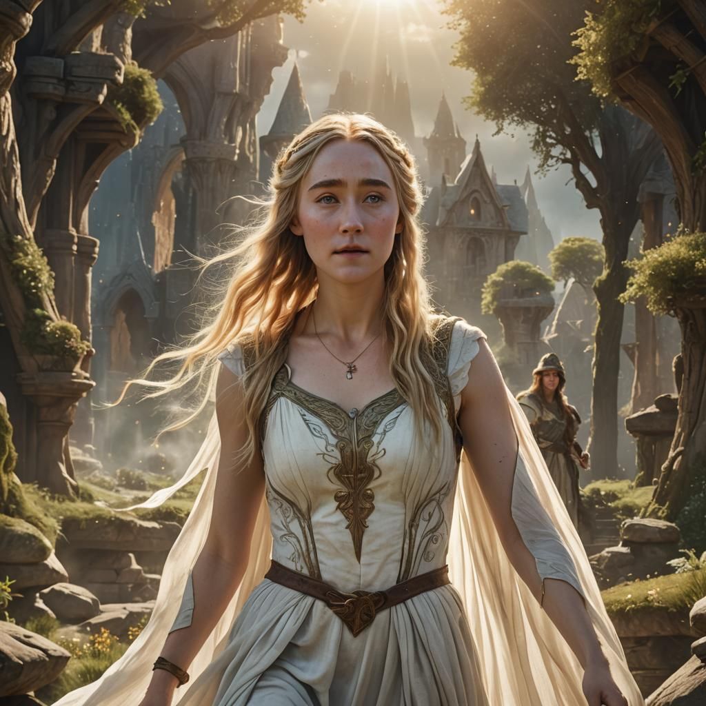 Fantasy Elf Saoirse Ronan in Digital Matte Painting
