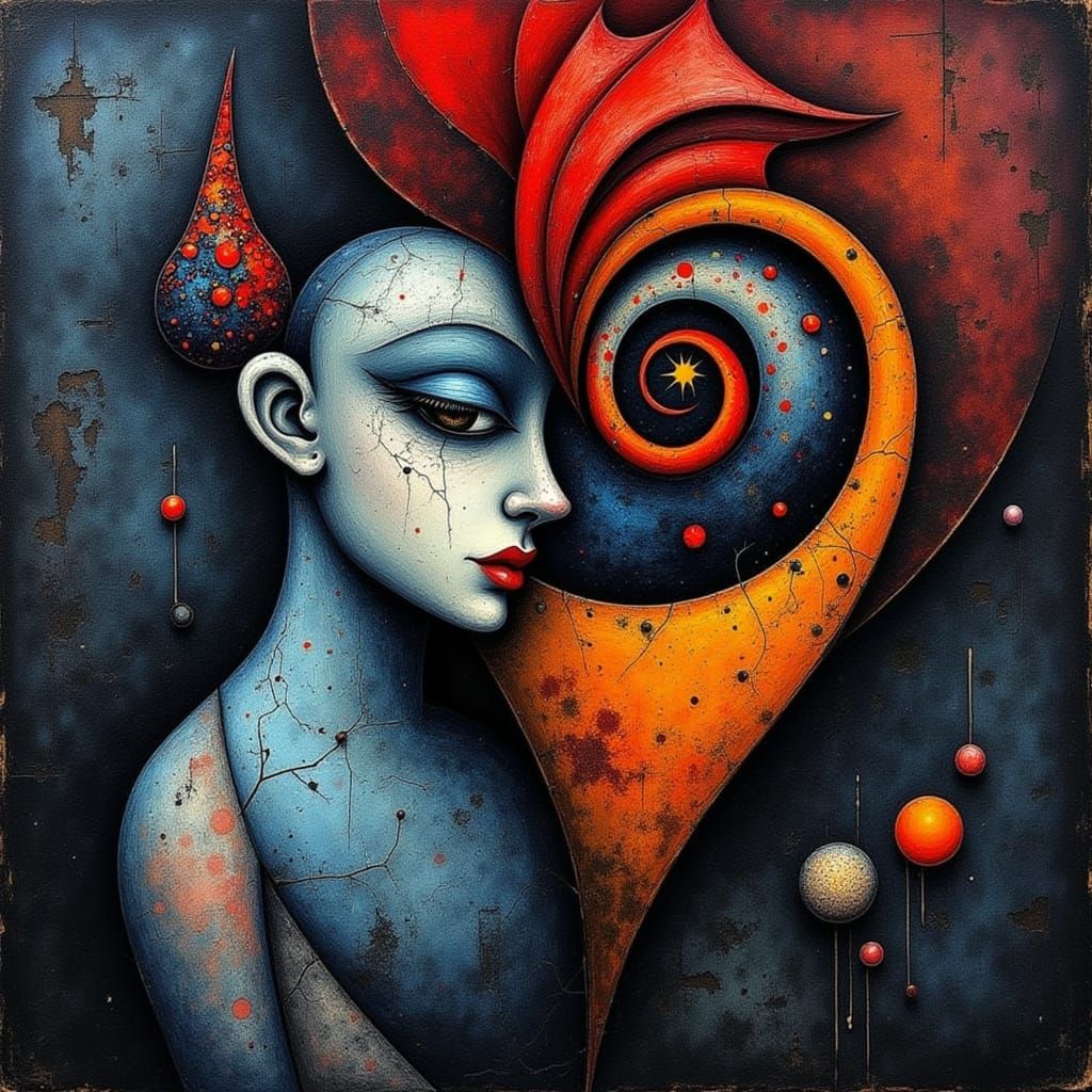 Mystical Celestial Computers in Dreamlike Surreal Etching