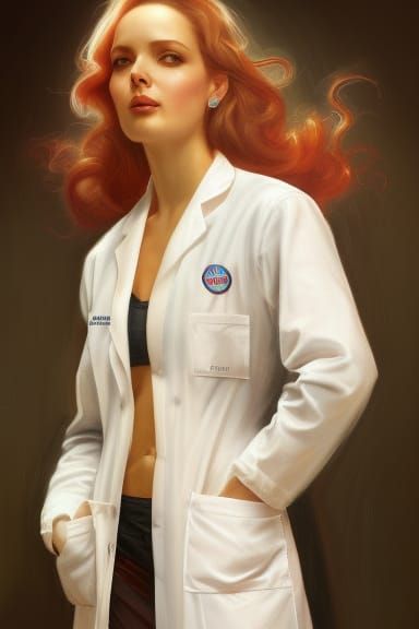 Glamorous Surgeon Portrait in Fantasy Art Nouveau Style