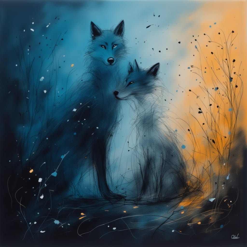 Fairy Wolf with Azure and Gold Gradient