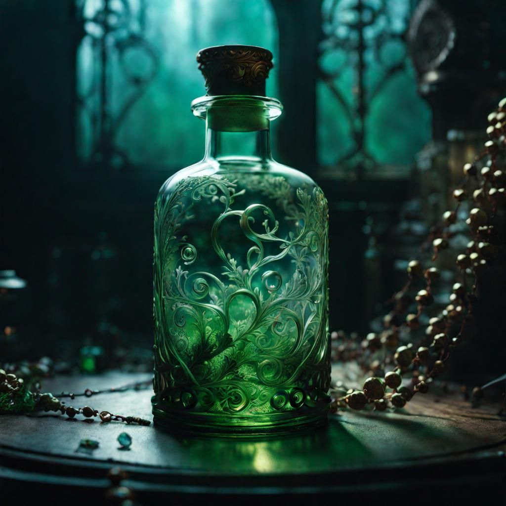 Poisonous Acid in Glass Bottle, Macro Photography