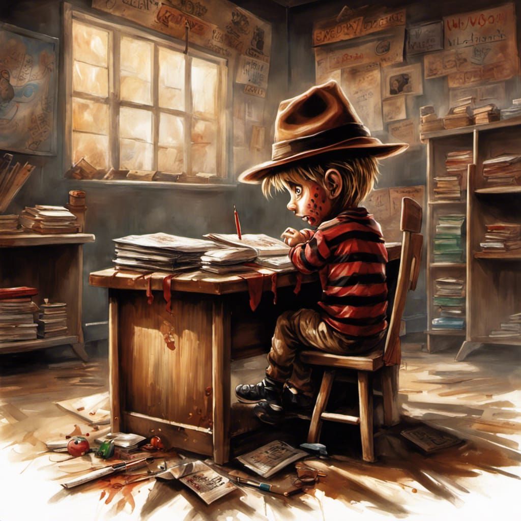 Chibi Freddy Krueger's First Day: Sinister Graffiti Art