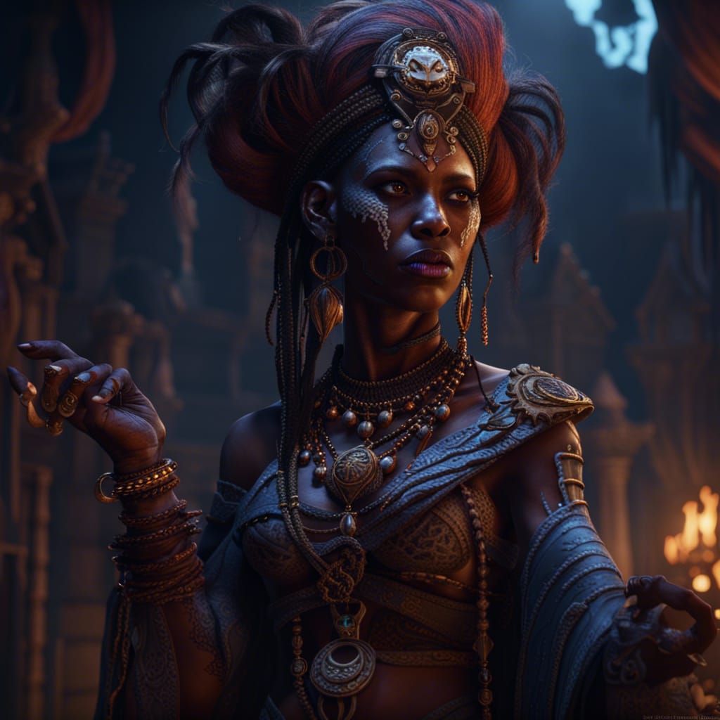 Detailed Voodoo Priestess Concept Art