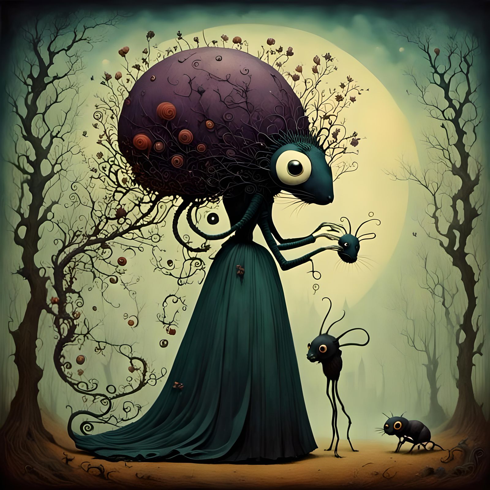 Steampunk Vampire and Skeletal Bride in Victorian Era