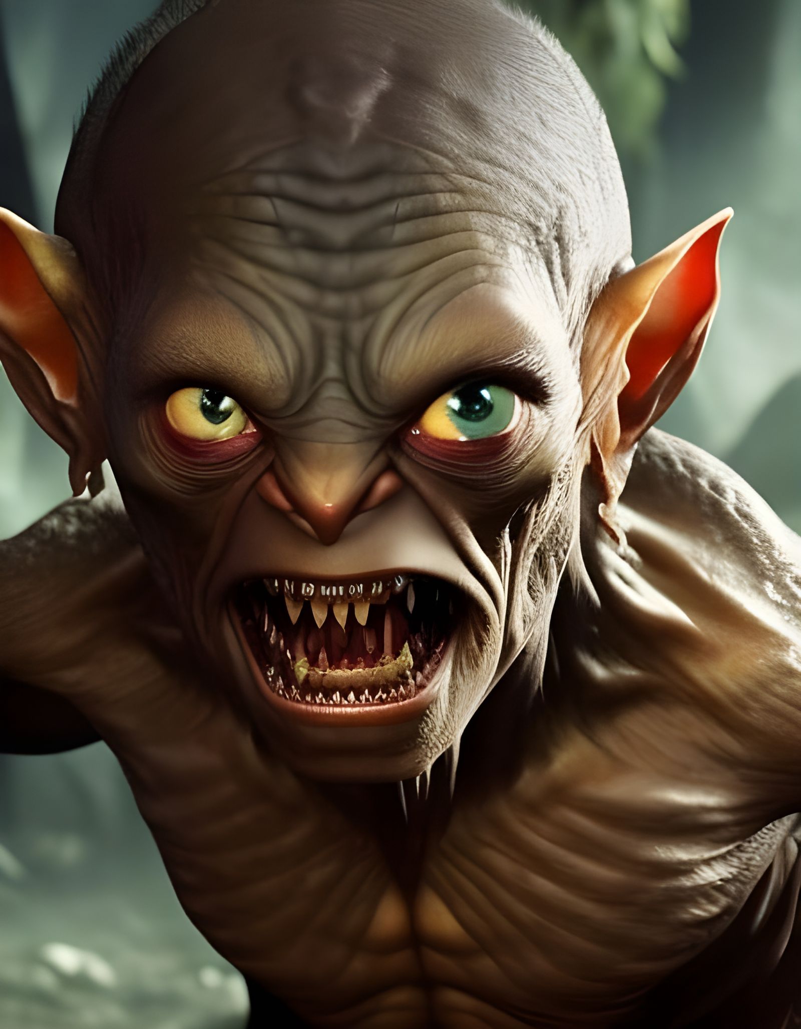 Detailed Portrait of Gollum in 8K Resolution