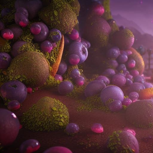 Detailed Matte Painting of Soft Blueberries