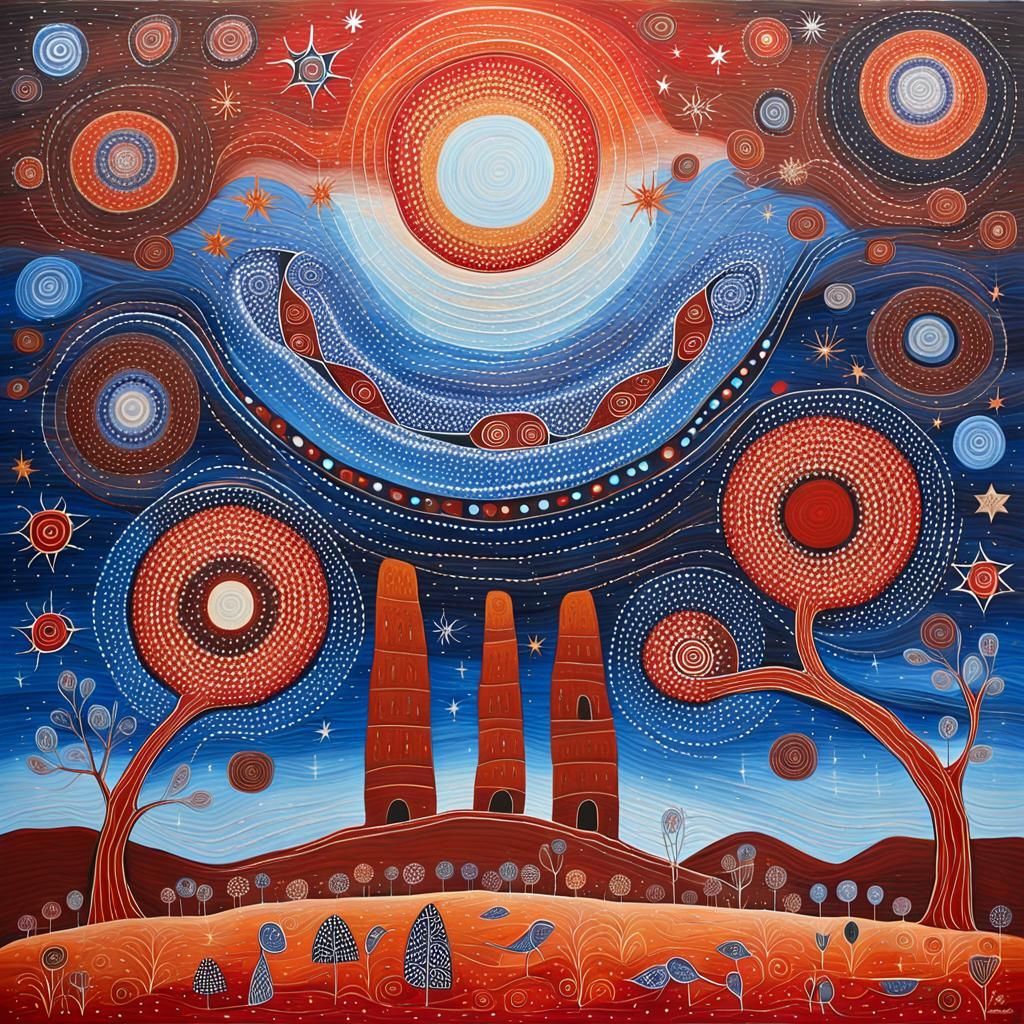 Uluru Dreamtime Painting of Ancestral Spirits