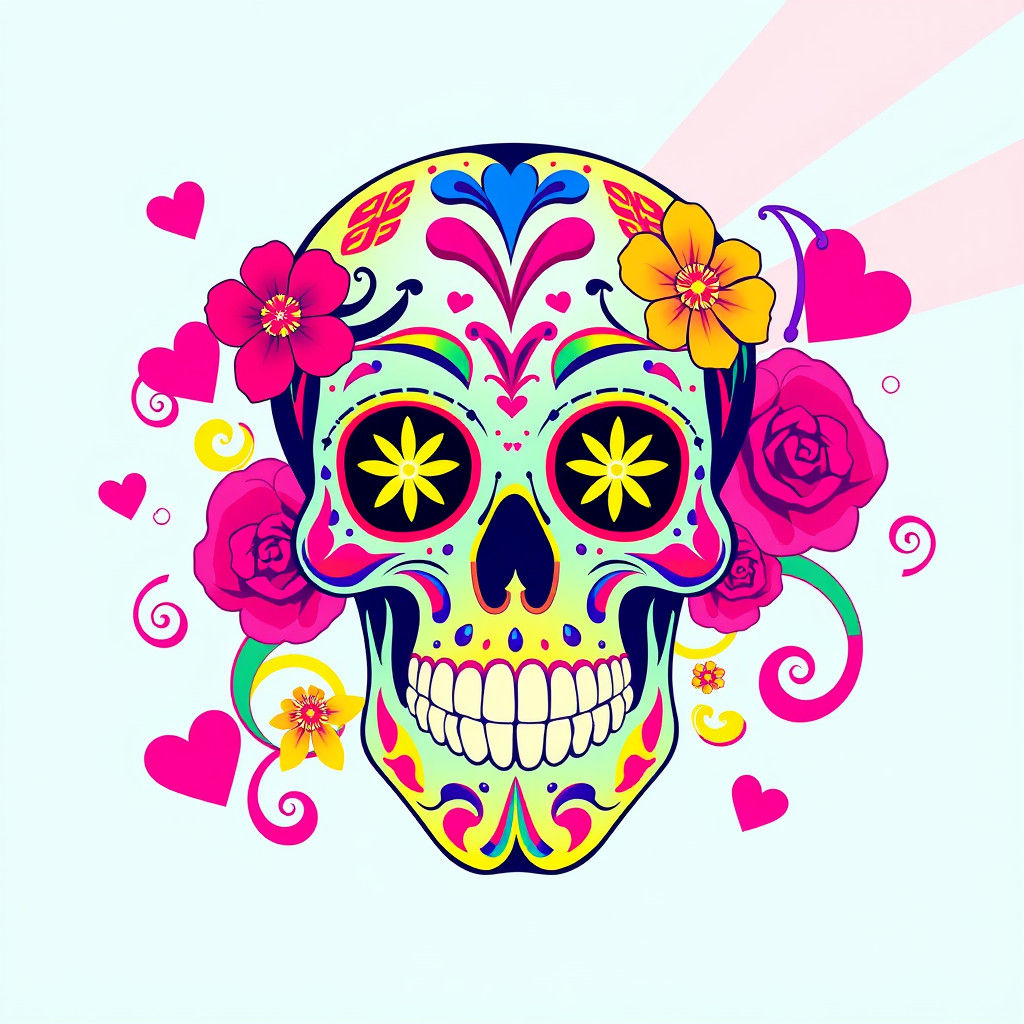 Valentine's Day Sugar Skull Pop Art Vector