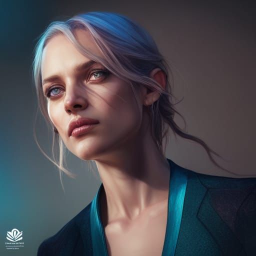 Detailed Ice Portrait in Art Nouveau Style