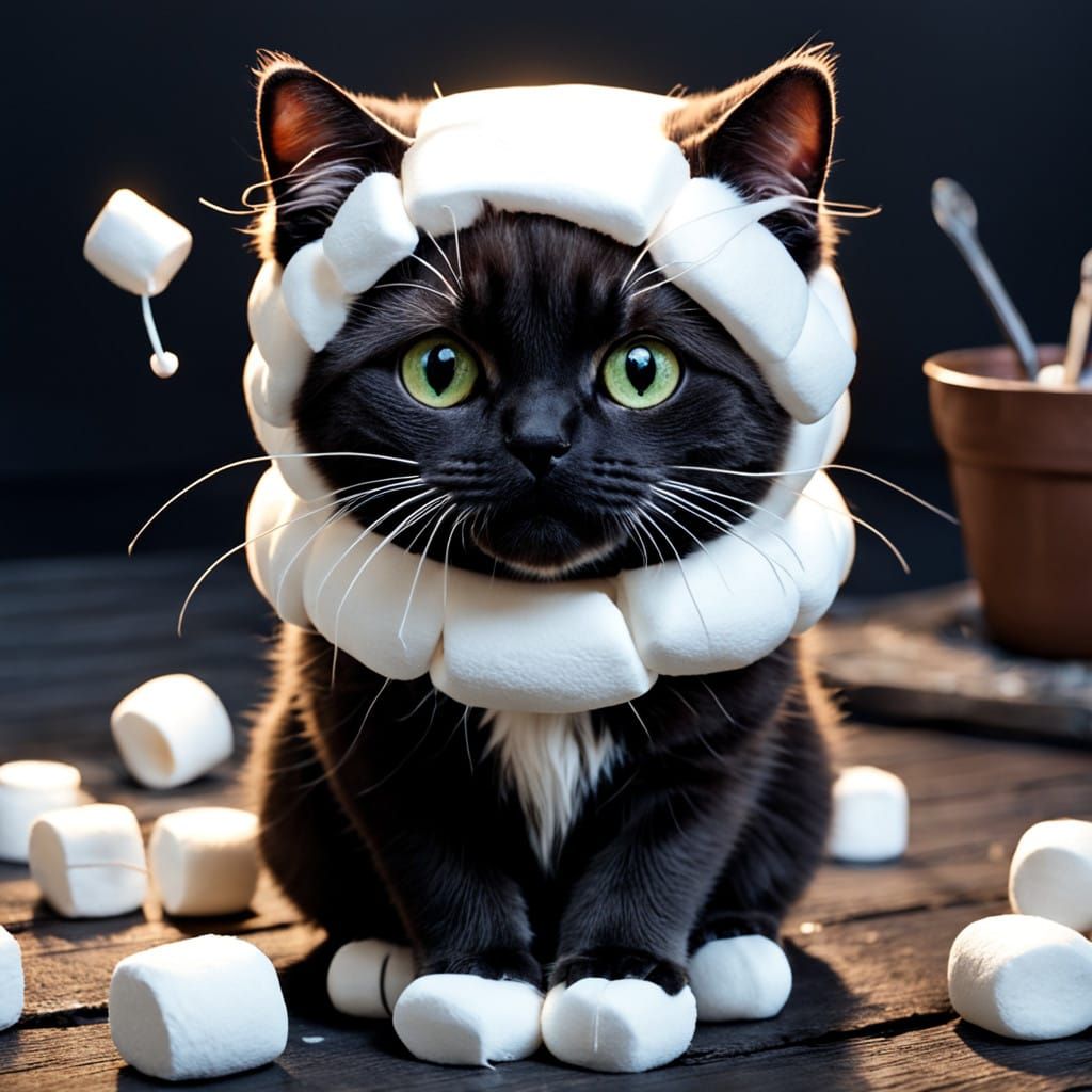 Fuzzy Marshmallow Feline in Pastel Colors