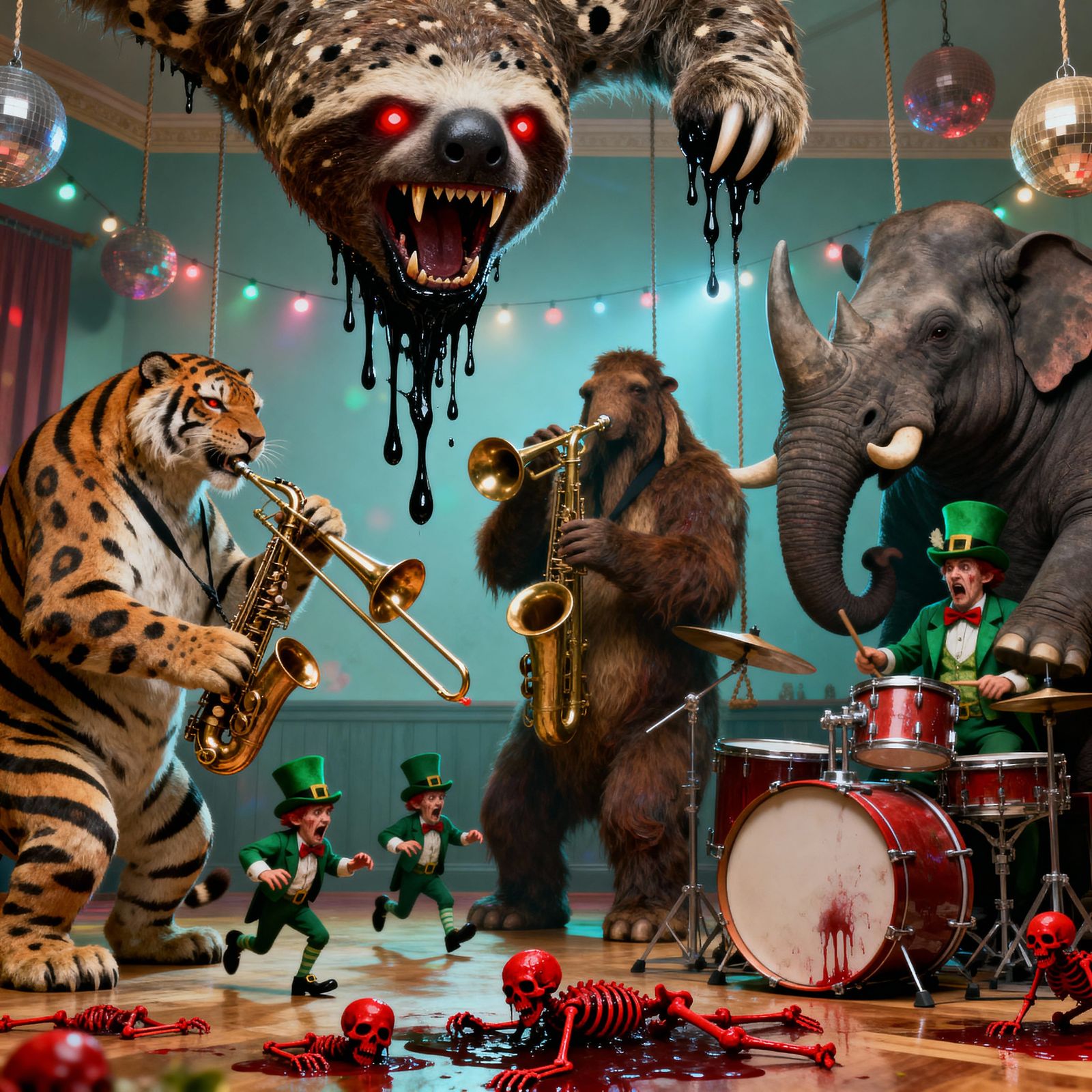 Prehistoric Sloth Leads Swing Band Party with Extinct Animal...