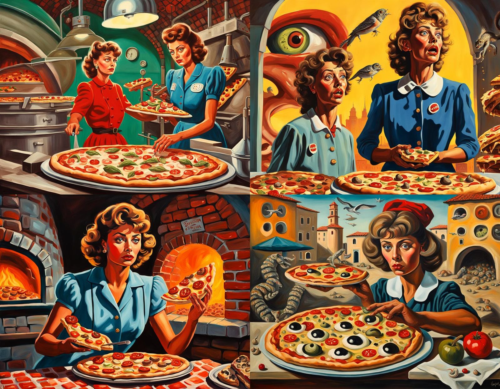 Ladybird Book Art in Disturbing Italian Scene 1940s Style