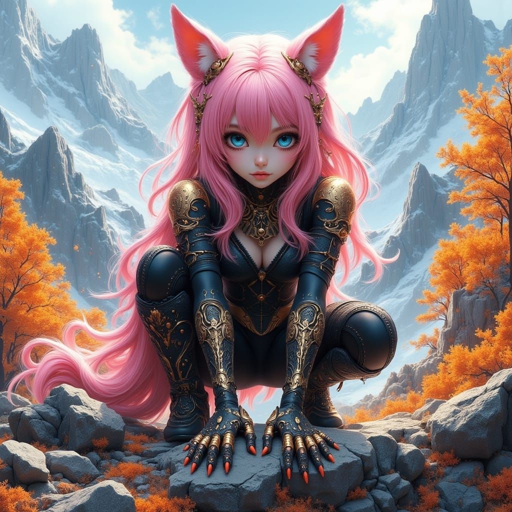 Steampunk Siren on Autumn Mountain in Artgerm Style