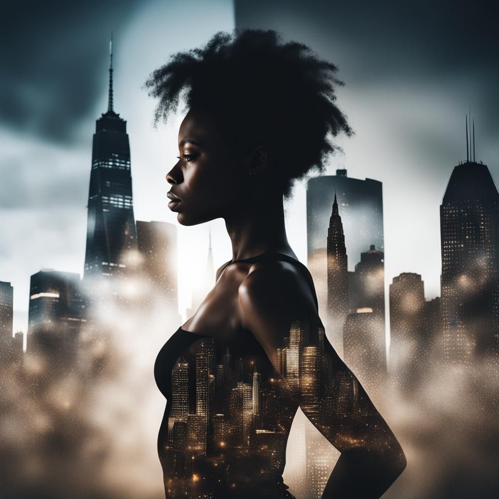 Cityscape Double Exposure Portrait of a Woman