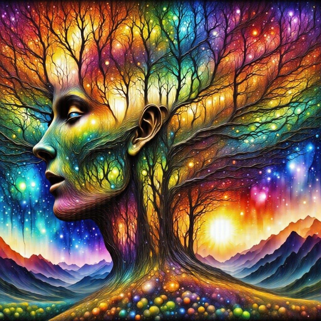 Abstract Art Symbolizing Emotional Struggles with Vibrant Co...