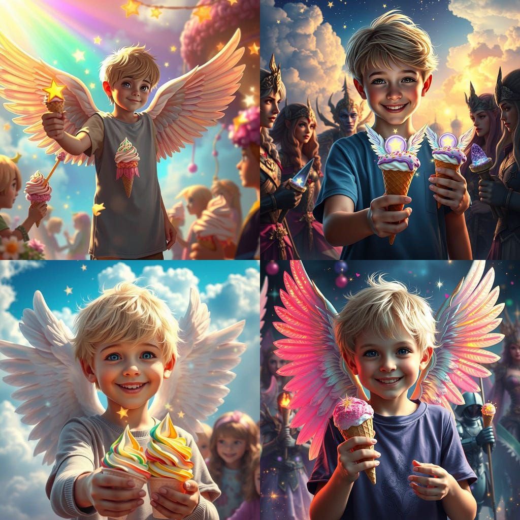 Heavenly Boy Angel Dispensing Magical Ice Cream