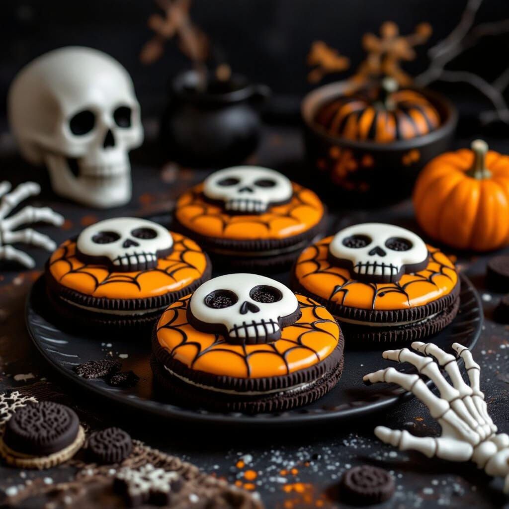 Spooky Halloween Oreo Cookies in Cartoon Style