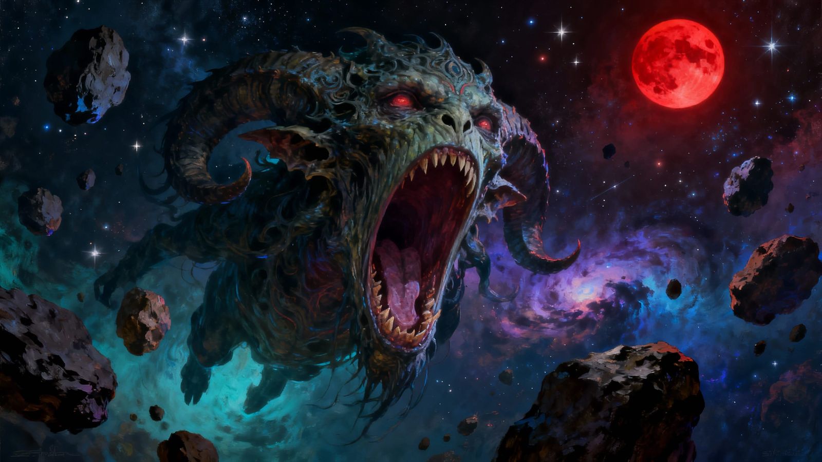 Azathoth Monster in Cosmic Space Oil Painting