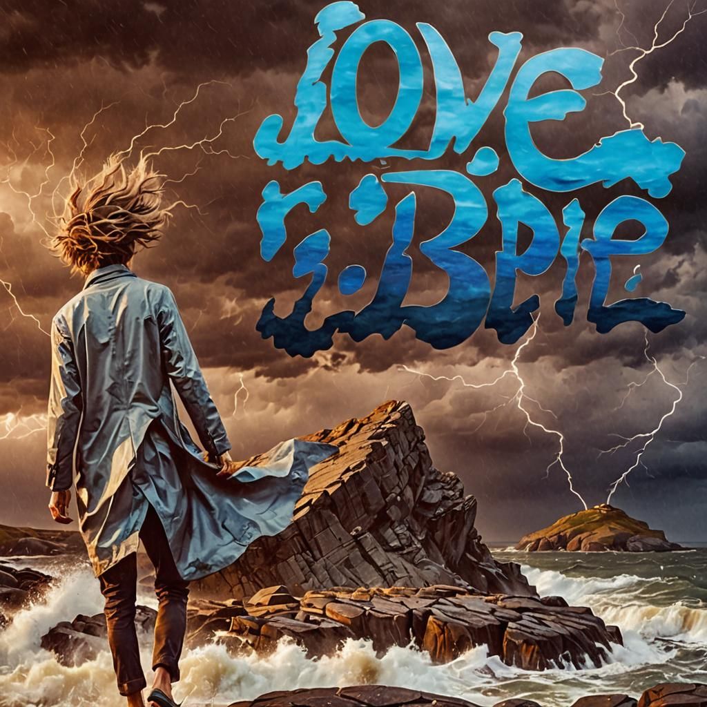 Stormy Surrealism: Person on Cliff in Wind