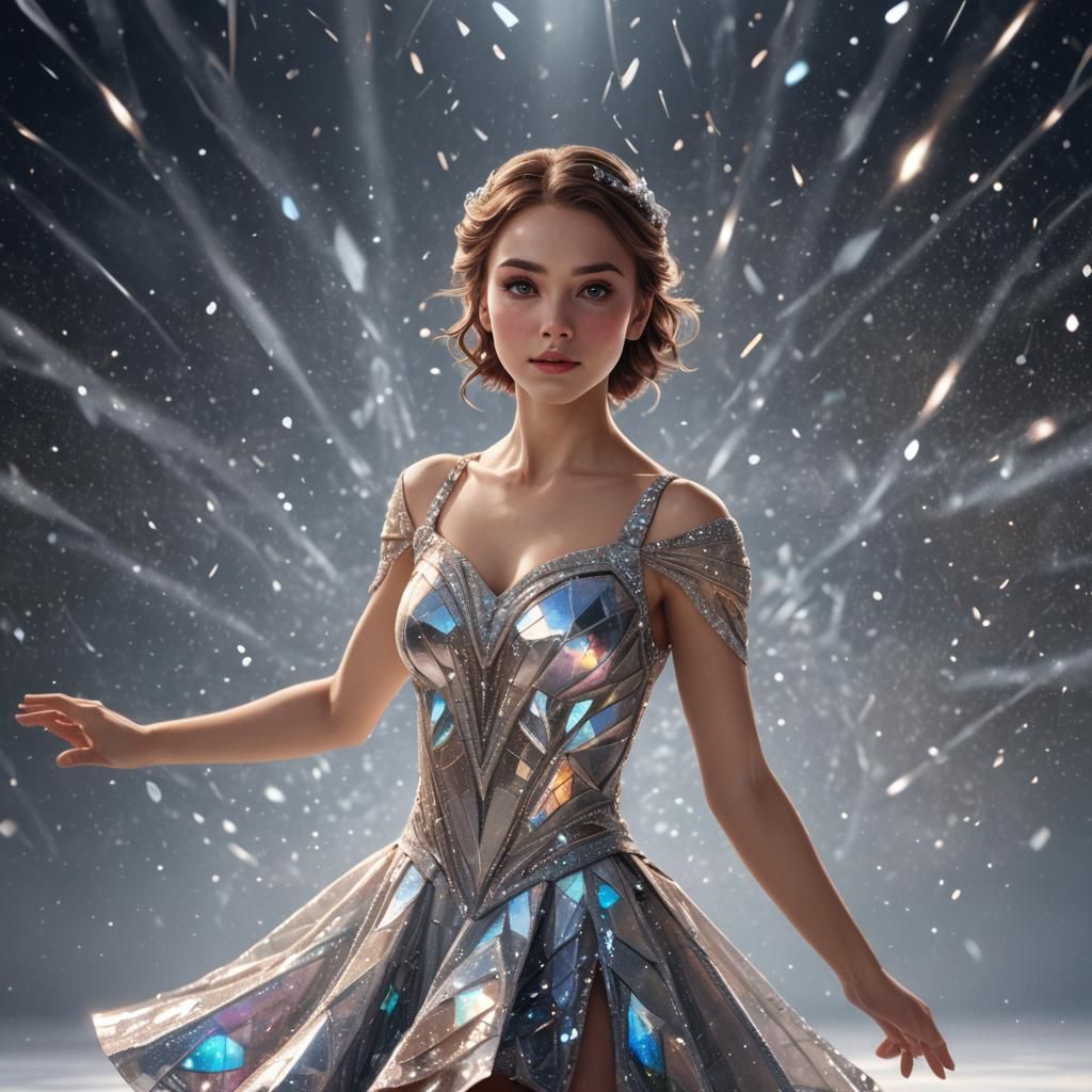 Figure Skater in Holographic Dress: Digital Art