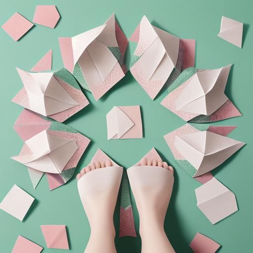 Origami Paper Feet Papercraft in Soft Focus