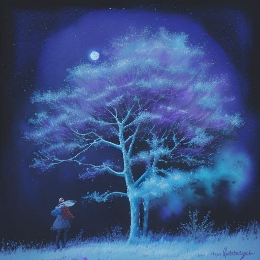 Impressionist Figure Shrouded in Winter Snowfall