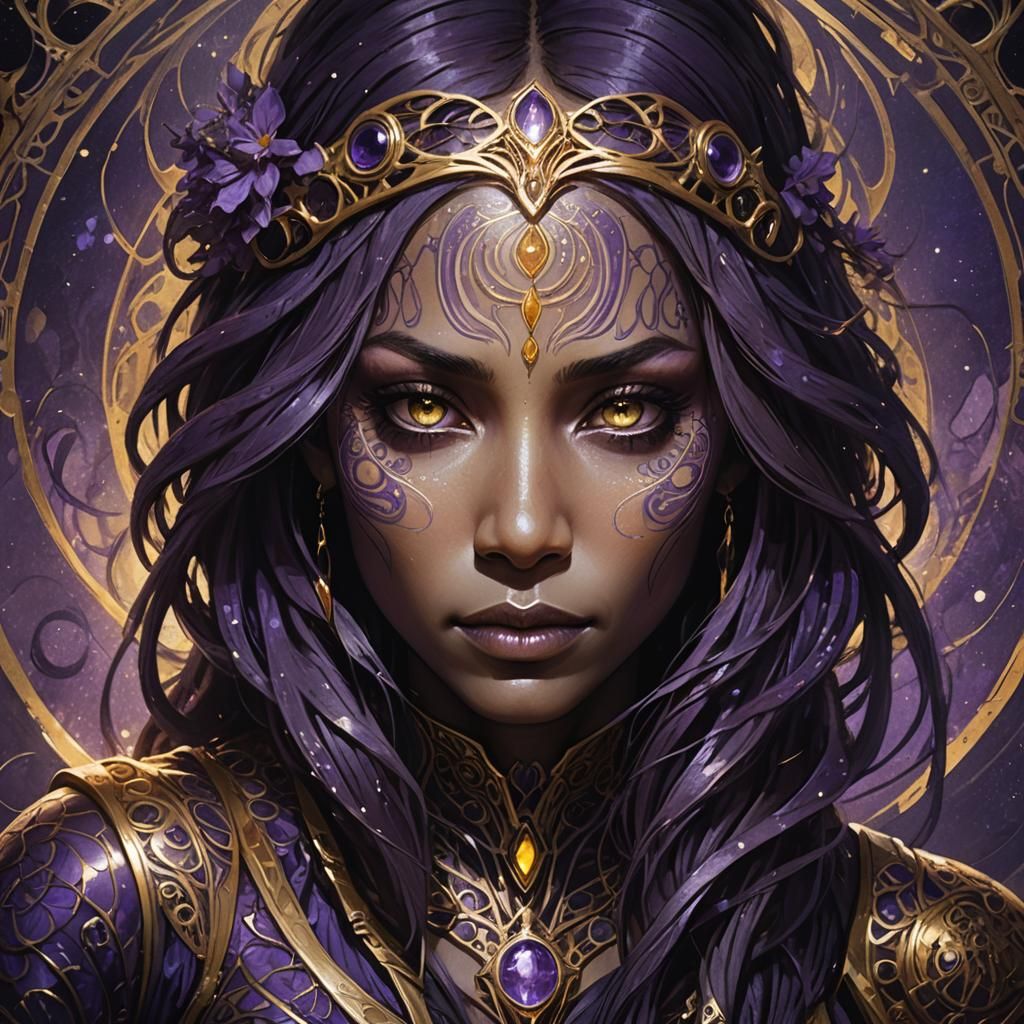 Mysterious Woman Conjuring Spell in Dark Fantasy Style