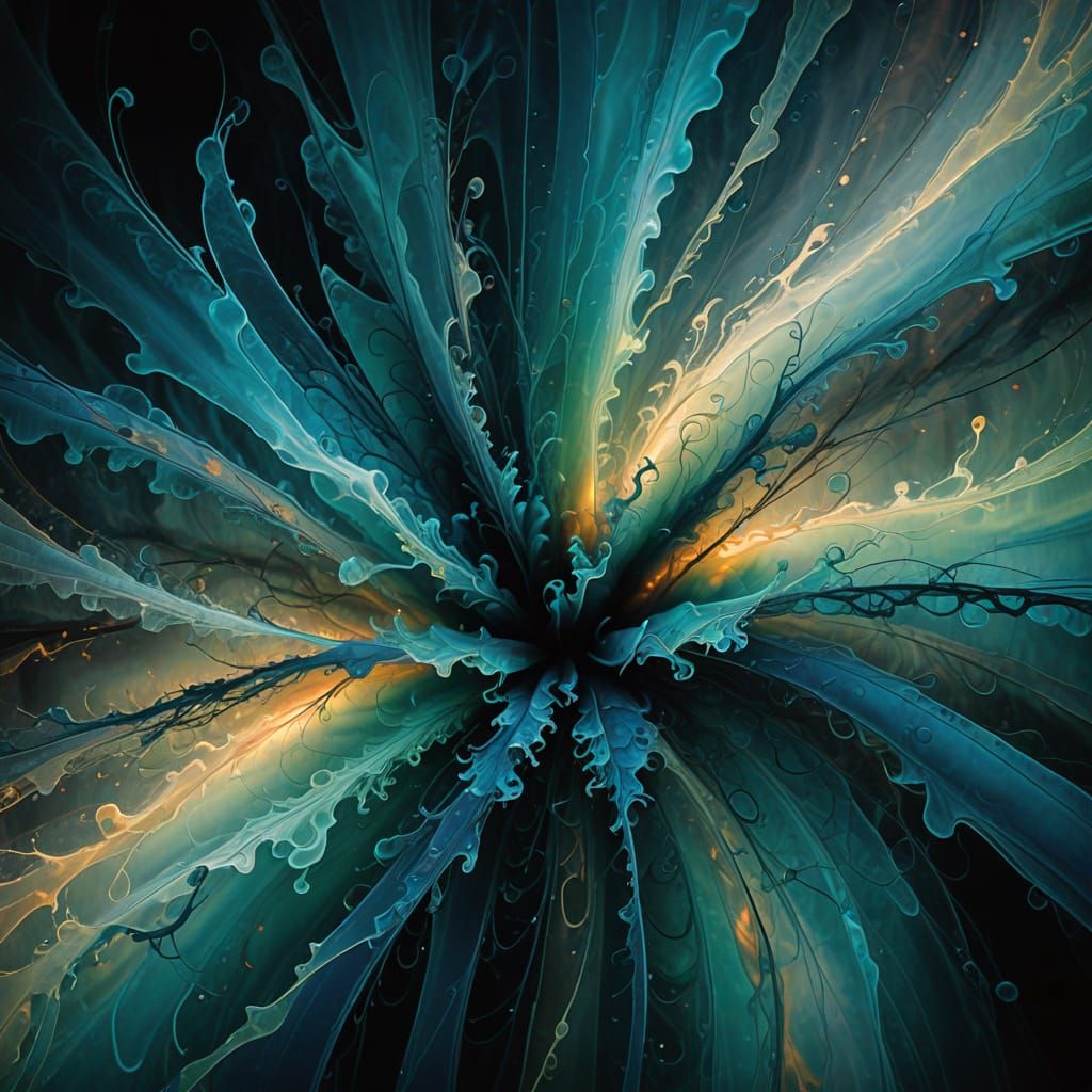 Ethereal Quantum Vortex in Vibrant Blue-Green