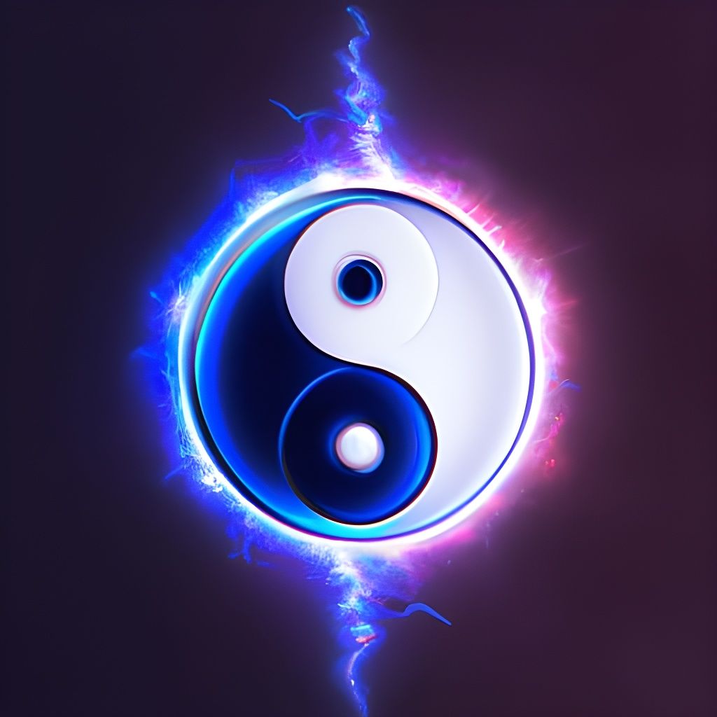 Neon Yin Yang in Ethereal Glowwave Style