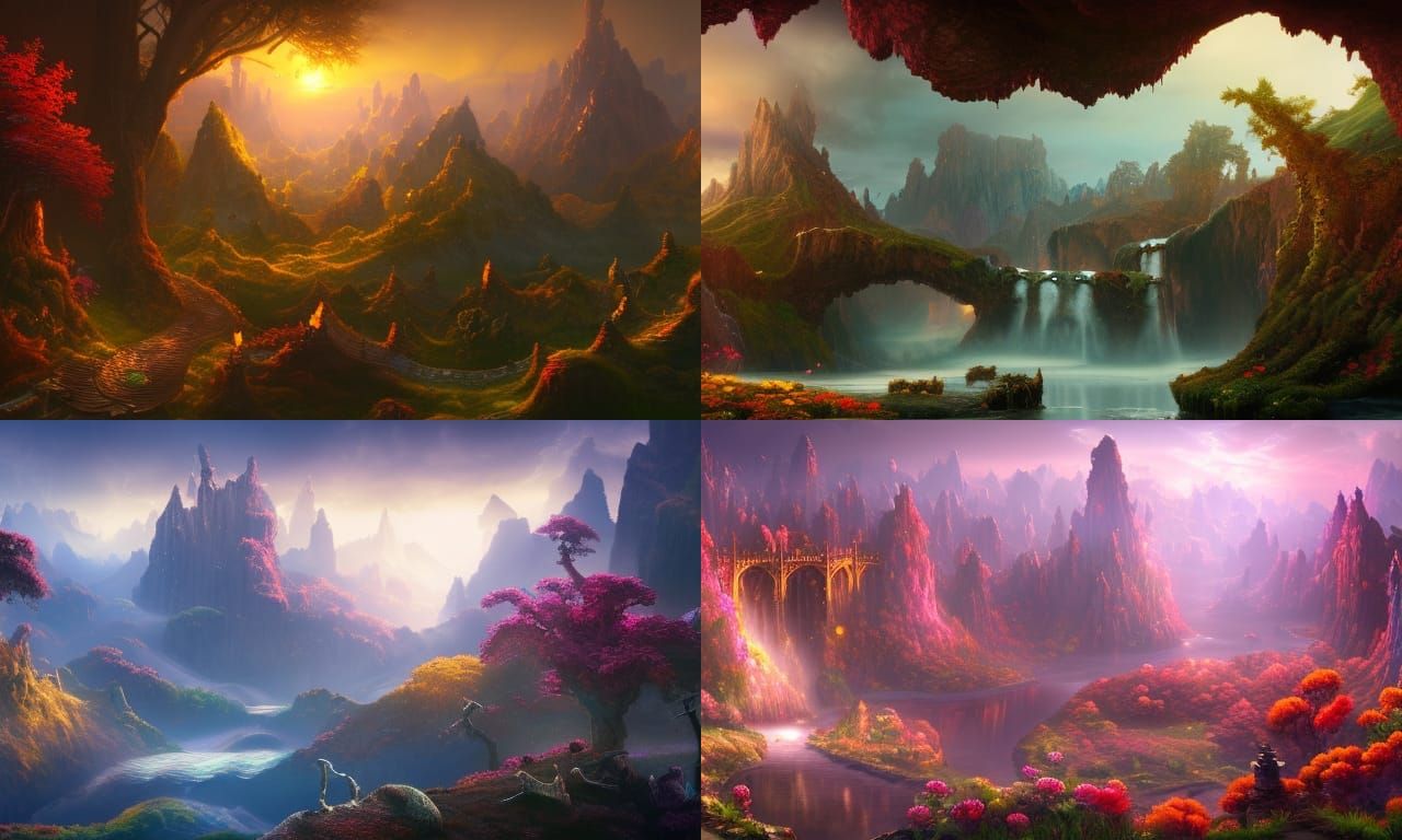 Mystical Wonderland Landscape in Detailed Matte Painting